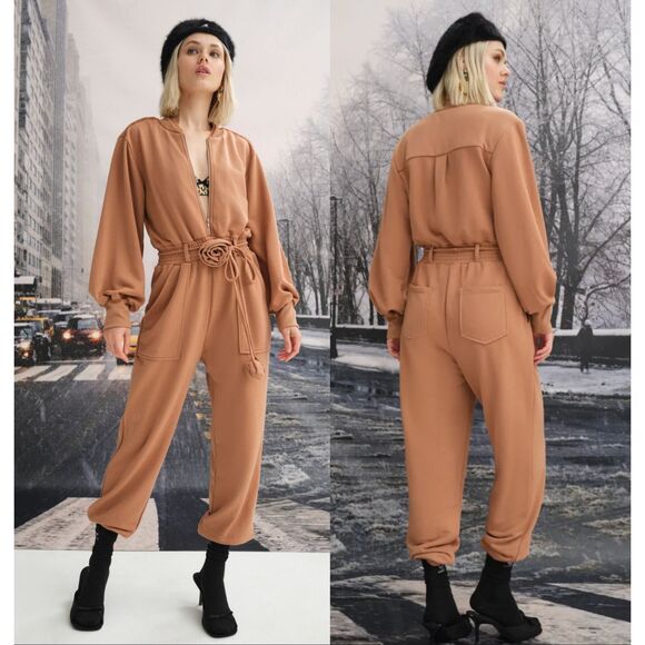 For Love And Lemons‎ Womens Size XL The Yuna Jumpsuit Romper Brown - Picture 1 of 12